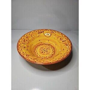 Pier 1 KARISTAN - Serving Bowl 11.75" Earthenware Hand-Painted Orange Yellow MCM